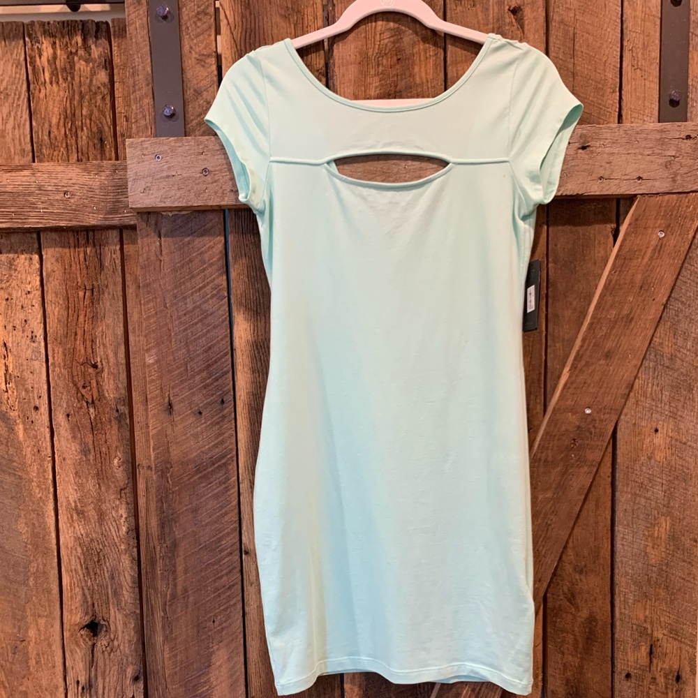 NWT Guess aqua keyhole body con dress